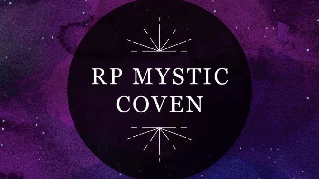 RP Mystic Coven logo with a starry purple background
