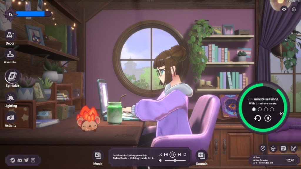 Screenshot of the timer feature in Spirit City Lofi Sessions