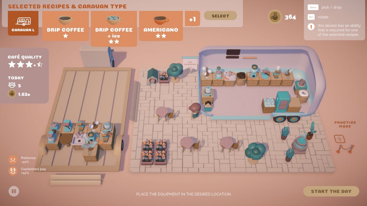 Gameplay overview of the coffee caravan world in Coffee Caravan
