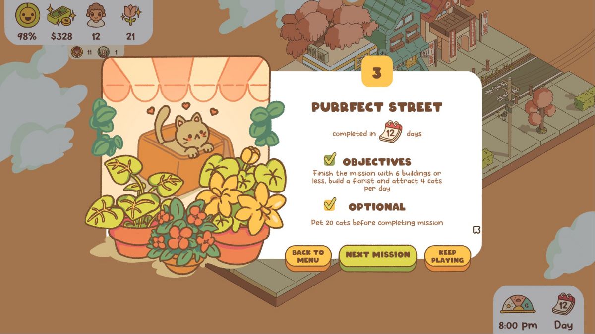 Mission 3 Purrfect Street objectives complete in the game Minami Lane