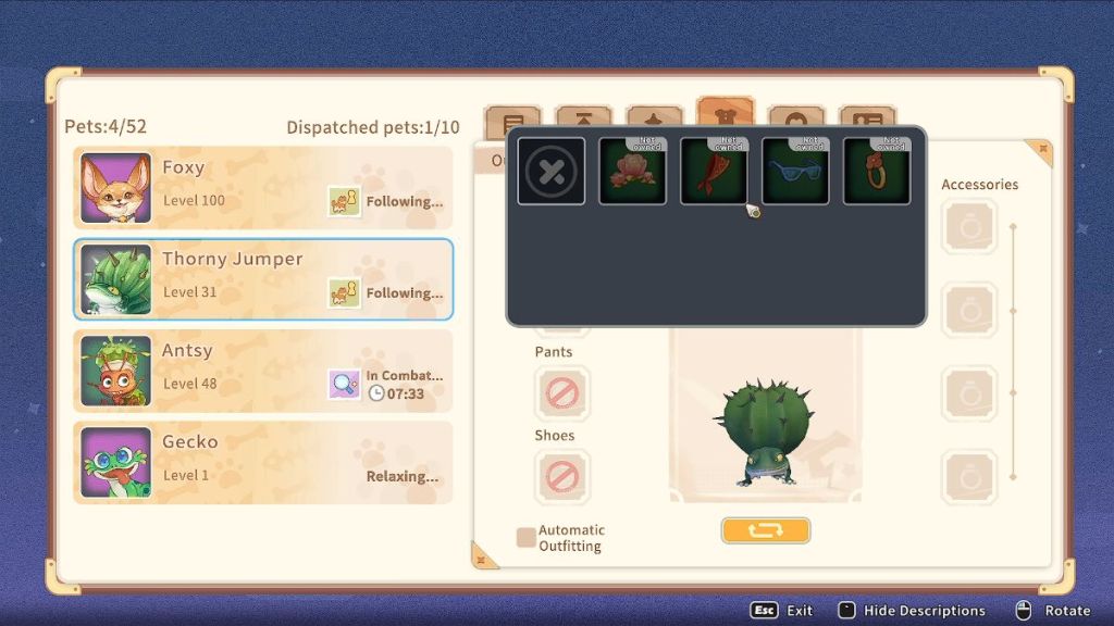 equip clothes to pet my time at sandrock