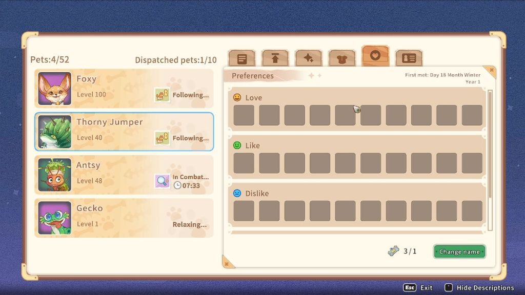 changing the name of my pet in MTAS