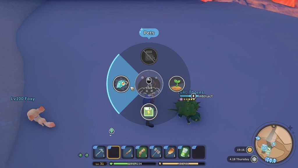 Open the Pets menu