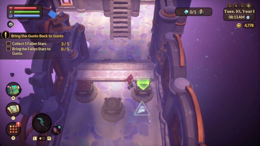 Touch Pedestals 1, 2, and 3 to get the Fallen Star