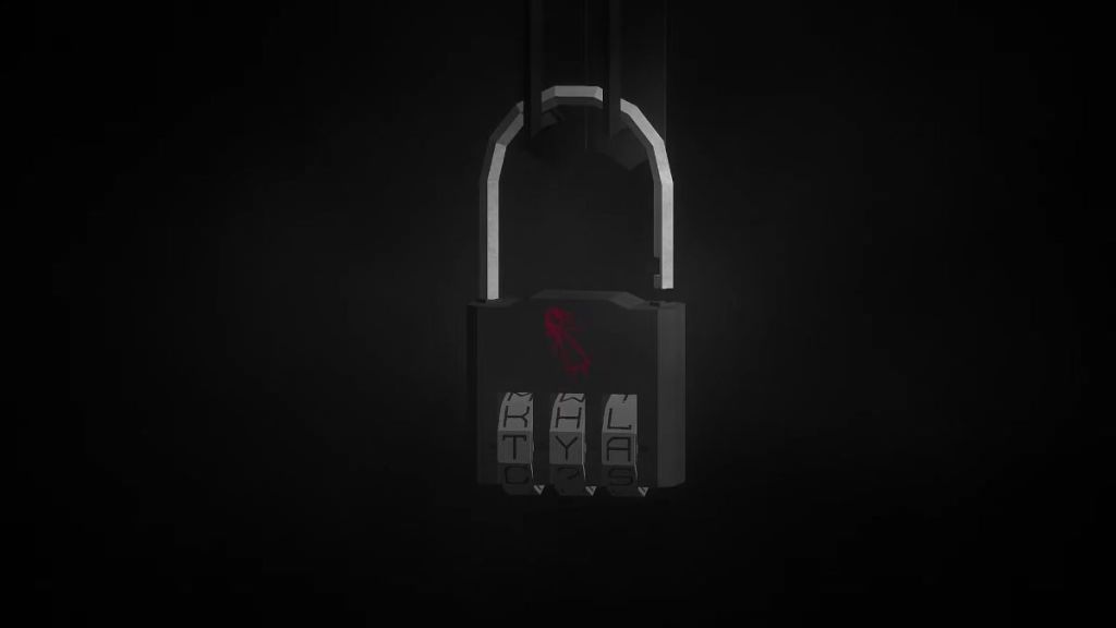 Padlock with woman drawing in Lorelei and the Laser Eyes
