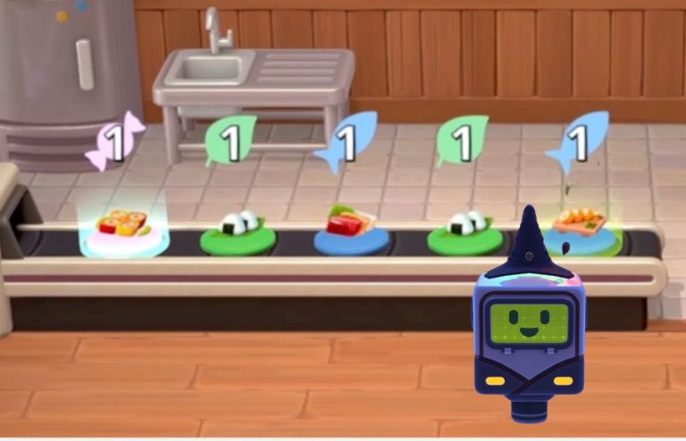 Cover image for the Rolling Hills Recipe Guide featuring Sushi Bot standing in front of a conveyer of sushi recipes