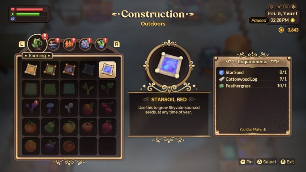 Crafting a soil bed for skyvale crops
