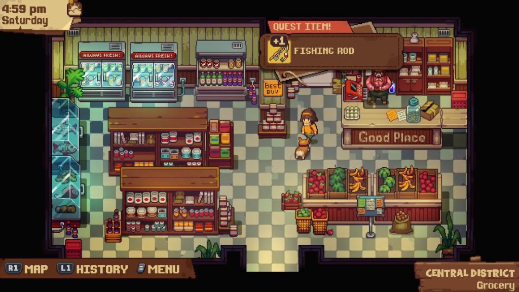 getting a fishing rod in Bloomtown
