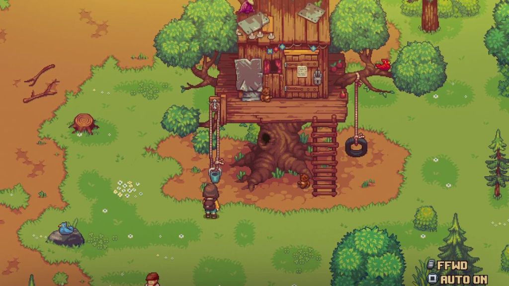 open the door to the treehouse in Bloomtown