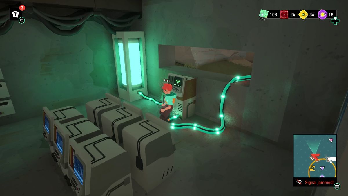 Inside, interact with the console next to the window.