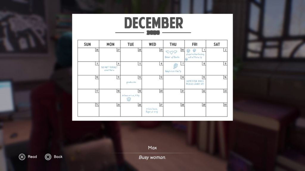 reading Gwen's emails and calendars