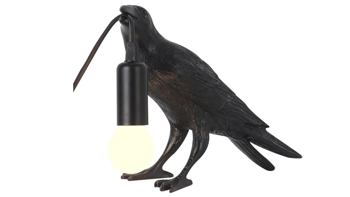 Crow Table Lamp Witchy Decor