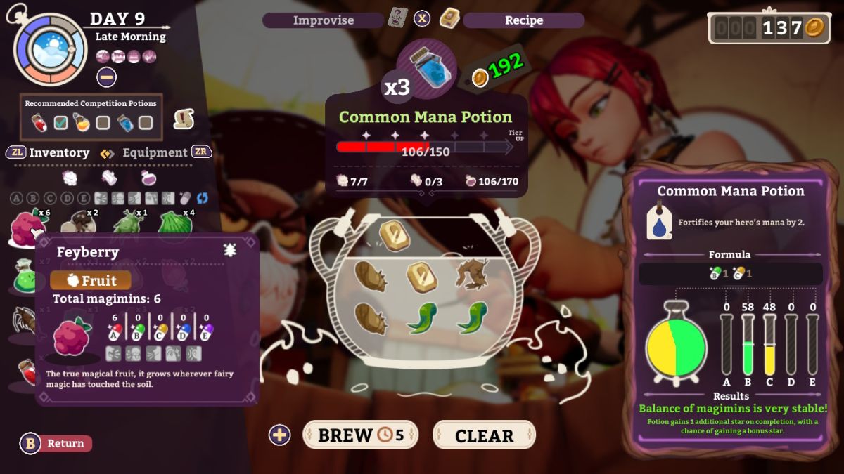 How to Brew Common Mana Potion 3 Star Quality Potionomics