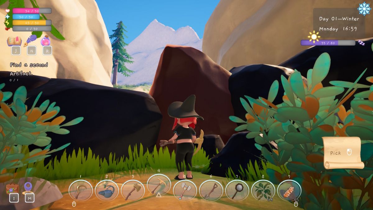 Large Rocks Blocking Where You Charge Battery in Garden Witch Life