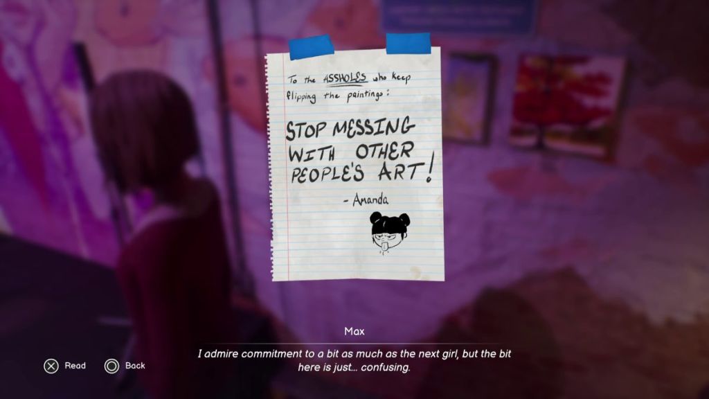 Angry Amanda Note Life is Strange Double Exposure
