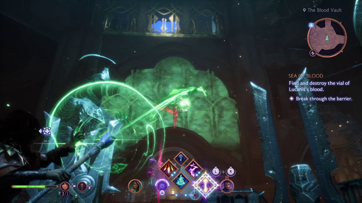 While standing in the center, shoot the crystal floating near the room you just crossed to, and the one that's slightly to the left.