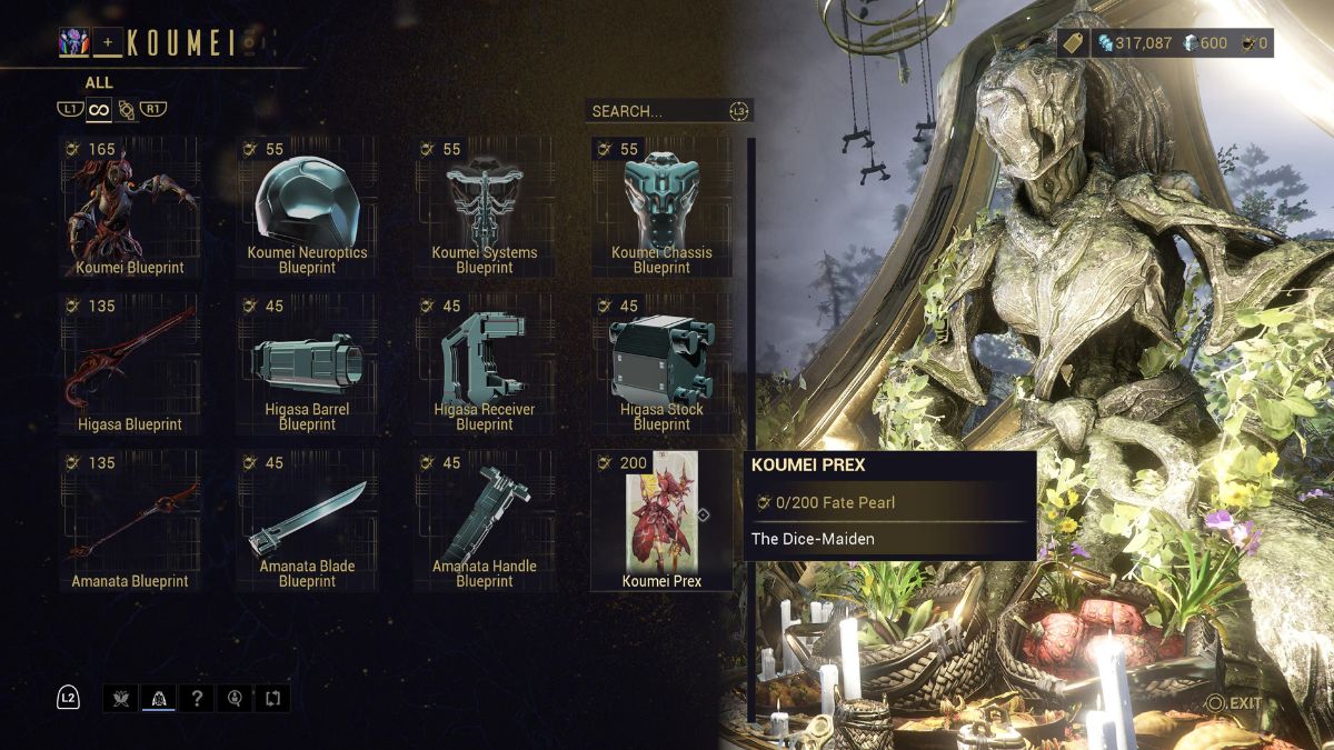 purchasing at koumeis shrine in warframe