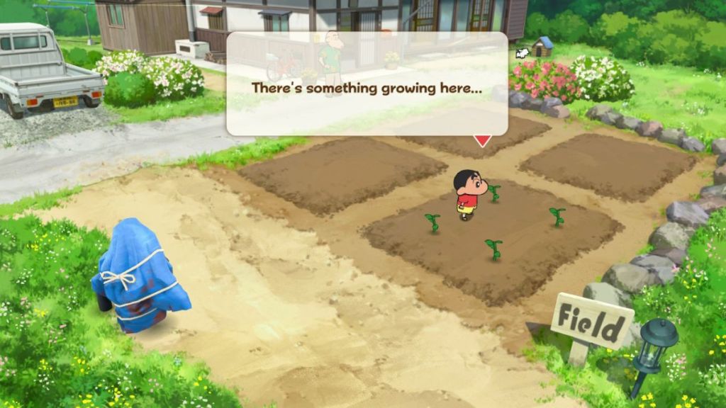 seedlings on farm in shin chan shiro and the coal town