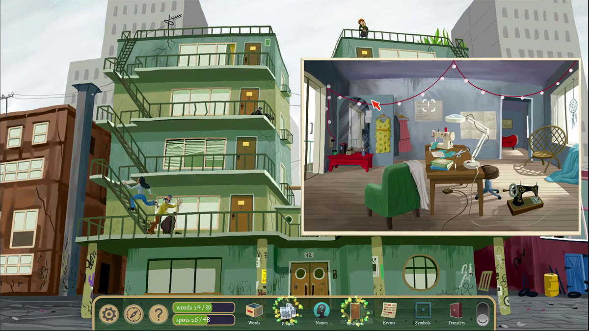 Inspect the apartment on the top right to find a letter addressed to the owner, Kenneth. The names Bo and Sunny are thrown around.