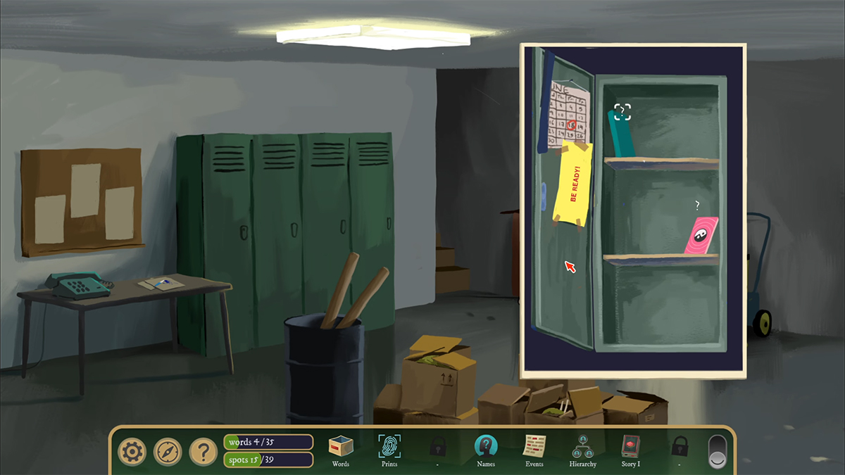 Inspect the second locker to find a self-help book on making friends and using them with a fingerprint on orange powder on it, a pamphlet on the Harmony Foundation.