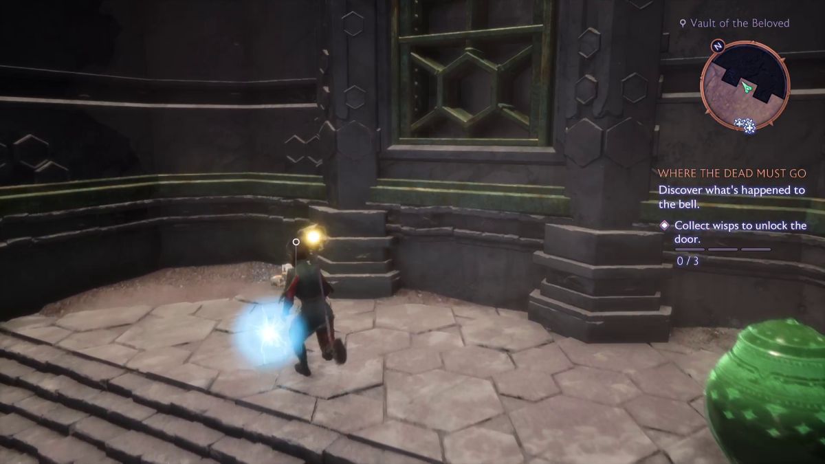 The first Wisp is right across the door, next to a green Jar.