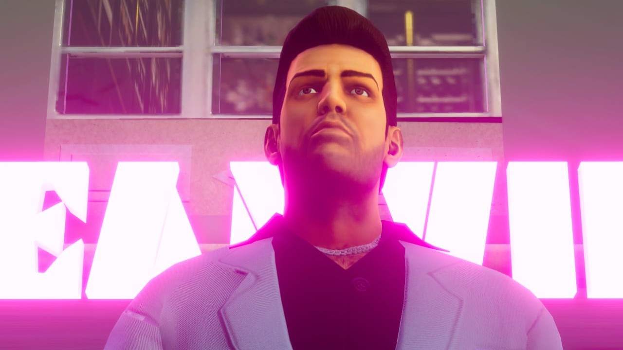 Close-up of Tommy Vercetti in GTA Vice City