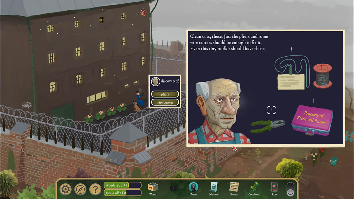 The man taking care of the broken fence is a maintenance worker, Henry Wakefield. If you inspect his toolkit, you'll notice some tools are missing.