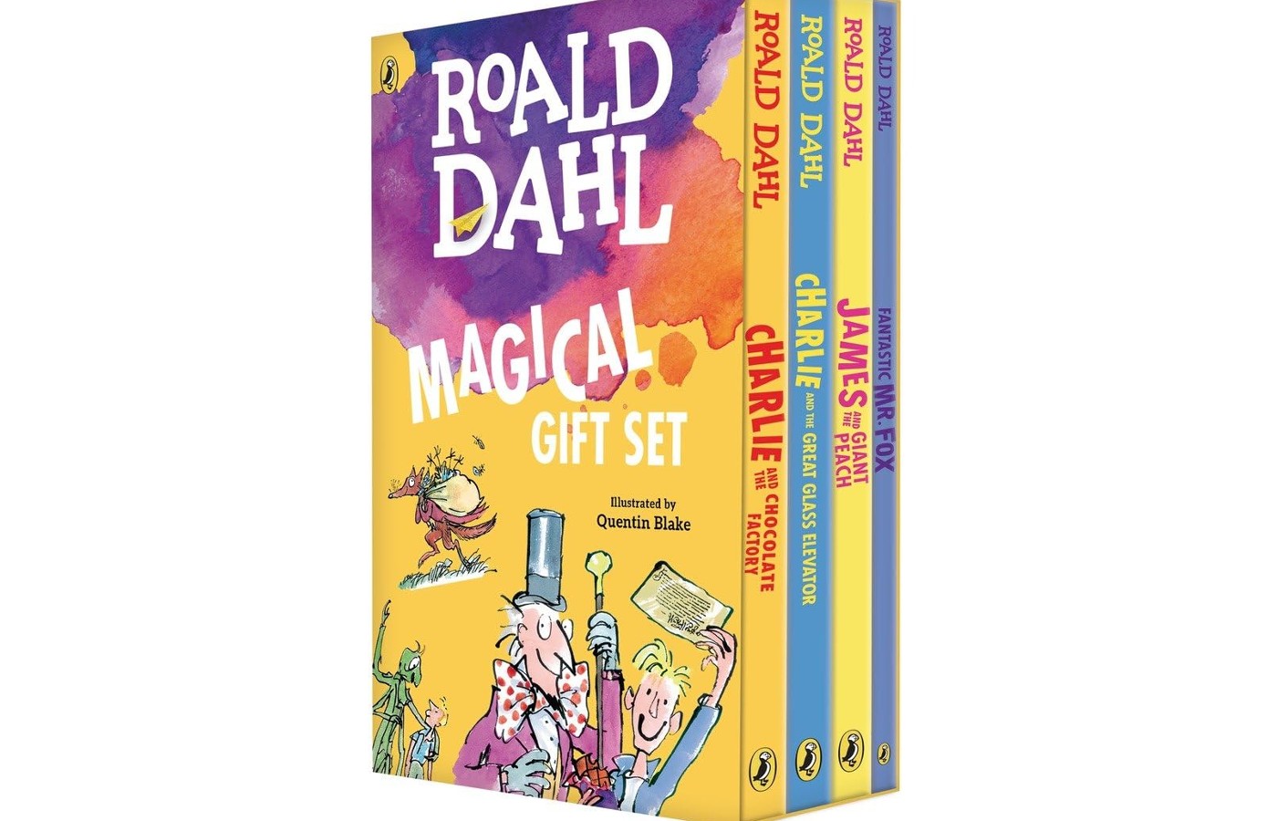 Roald Dahl Magical Gift Boxed Set (4 Books): Charlie and the Chocolate Factory, James and the Giant Peach, Fantastic Mr. Fox, Charlie and the Great Glass Elevator