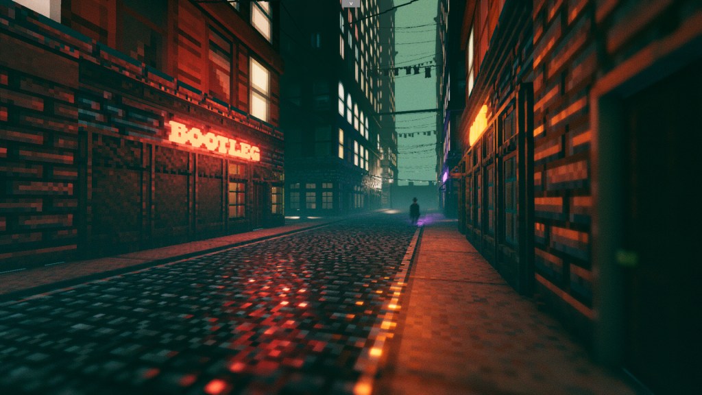 An exterior of a bar in Shadows of Doubt