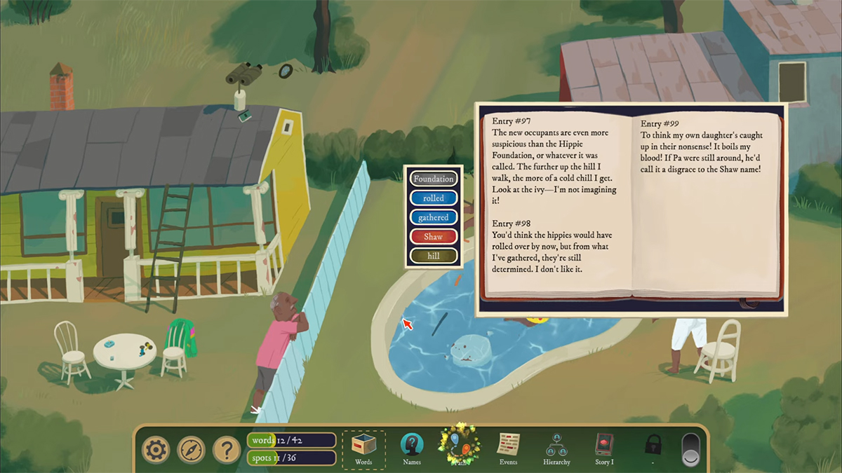 On the roof, you can find a diary with entries about the hippies. It also reveals Corbyn's last name, Shaw, and informs that his granddaughter is among the hippies.