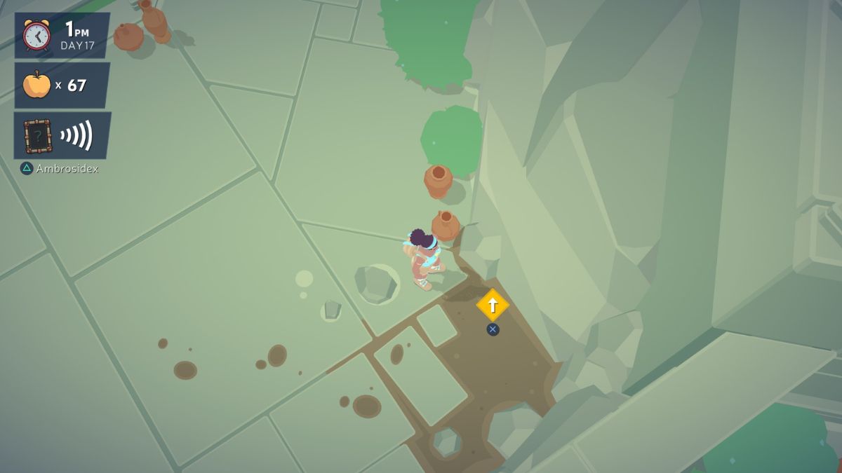 Location of the buried Athena Memento in the Western Plaza of Mythwrecked Ambrosia Island