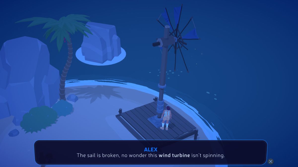Alex looking at one of the broken Wind Turbines Mythwrecked