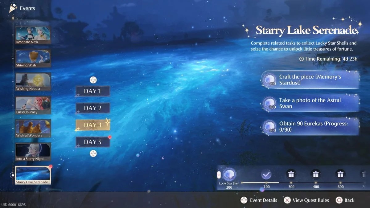 Starry Lake Serenade Day 3 Quests