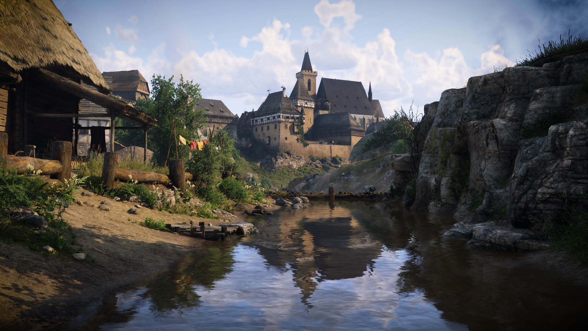 A river flowing beneath a castle in Kingdom Come: Deliverance 2