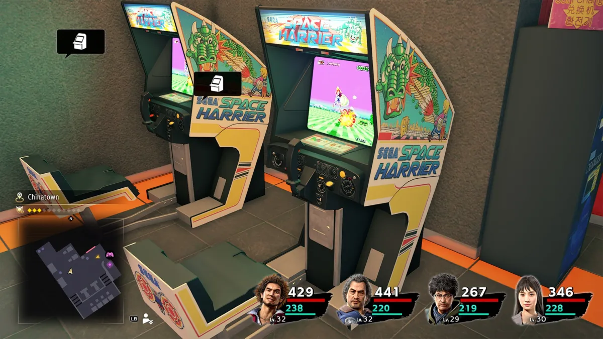 A Space Harrier arcade machine in Yakuza: Like a Dragon