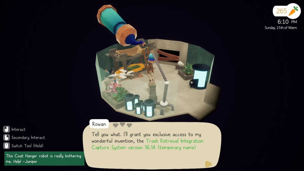 Talk to Rowan to Unlock Recycling
