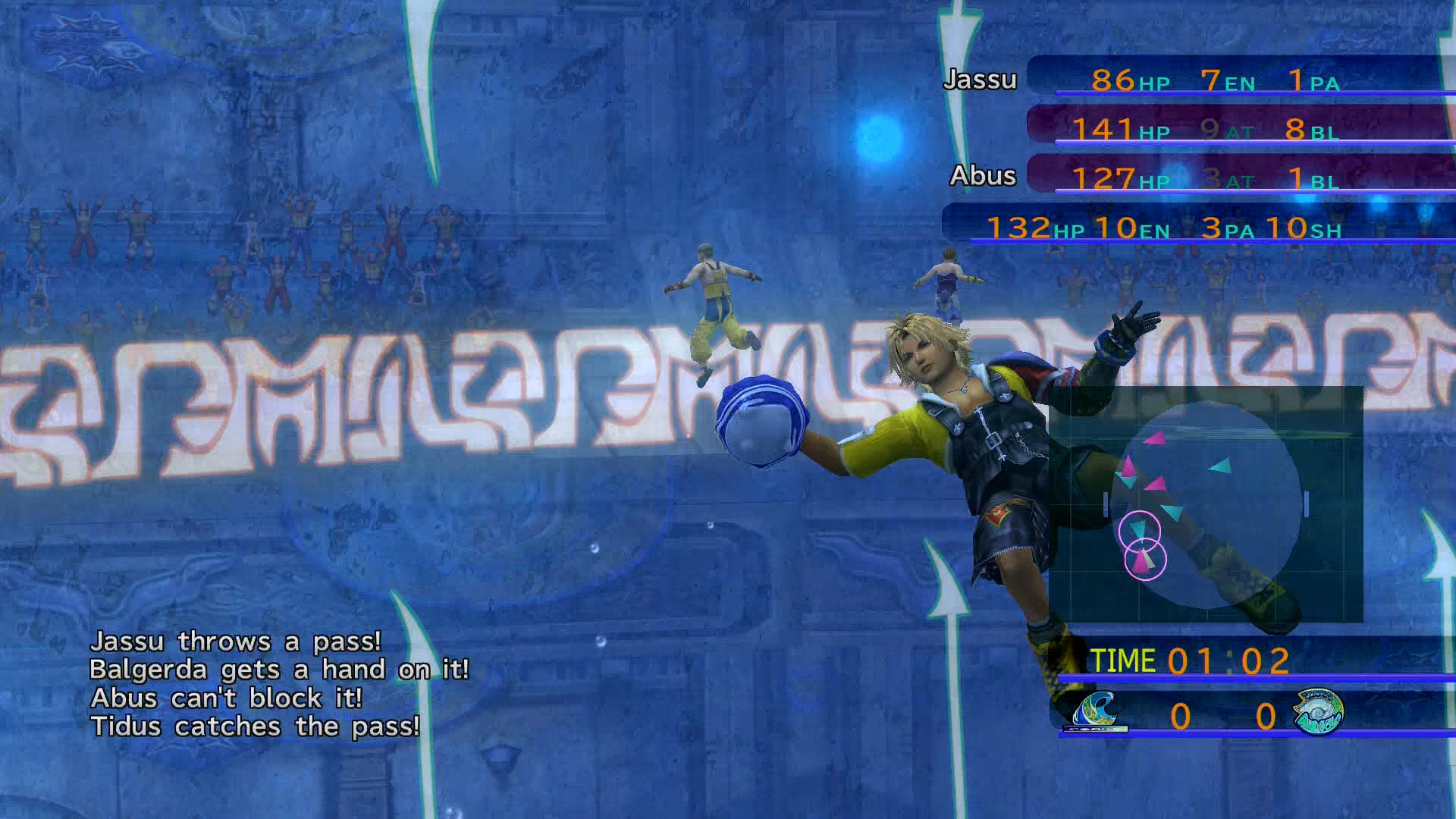 Tidus playing Blitzball in Final Fantasy X.