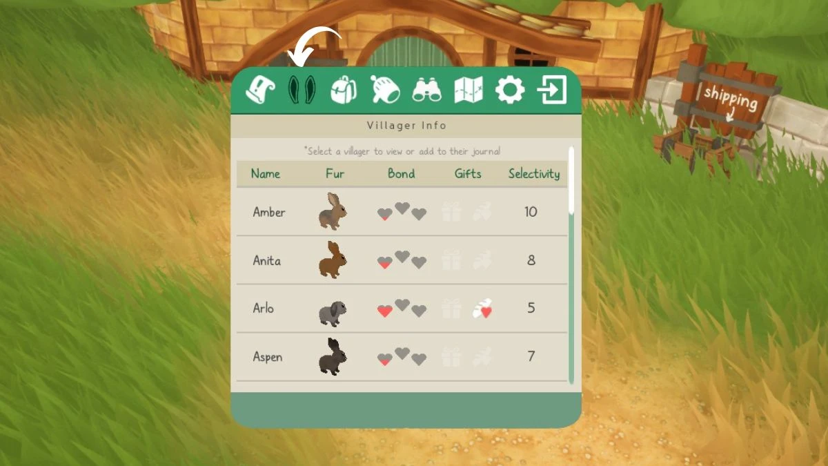 Villager Info Tab Cinnabunny Gifting