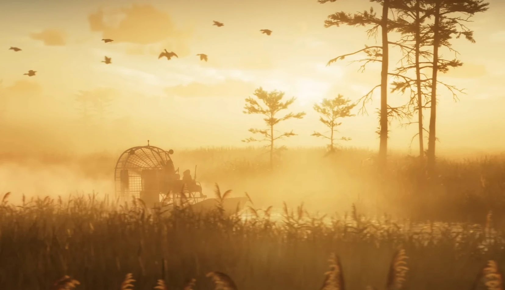 A fan boat at sunrise in GTA 6