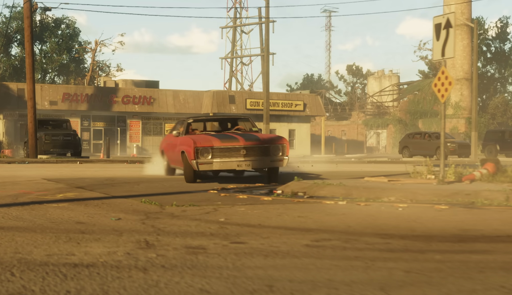 Jason and Lucia driving a car in GTA 6.