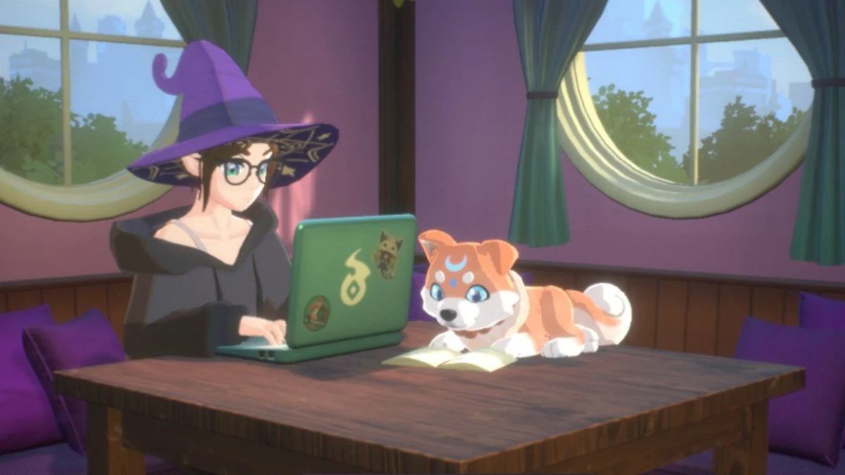 Moonpaw Reading Animation in Spirit City Cozy Kitchen