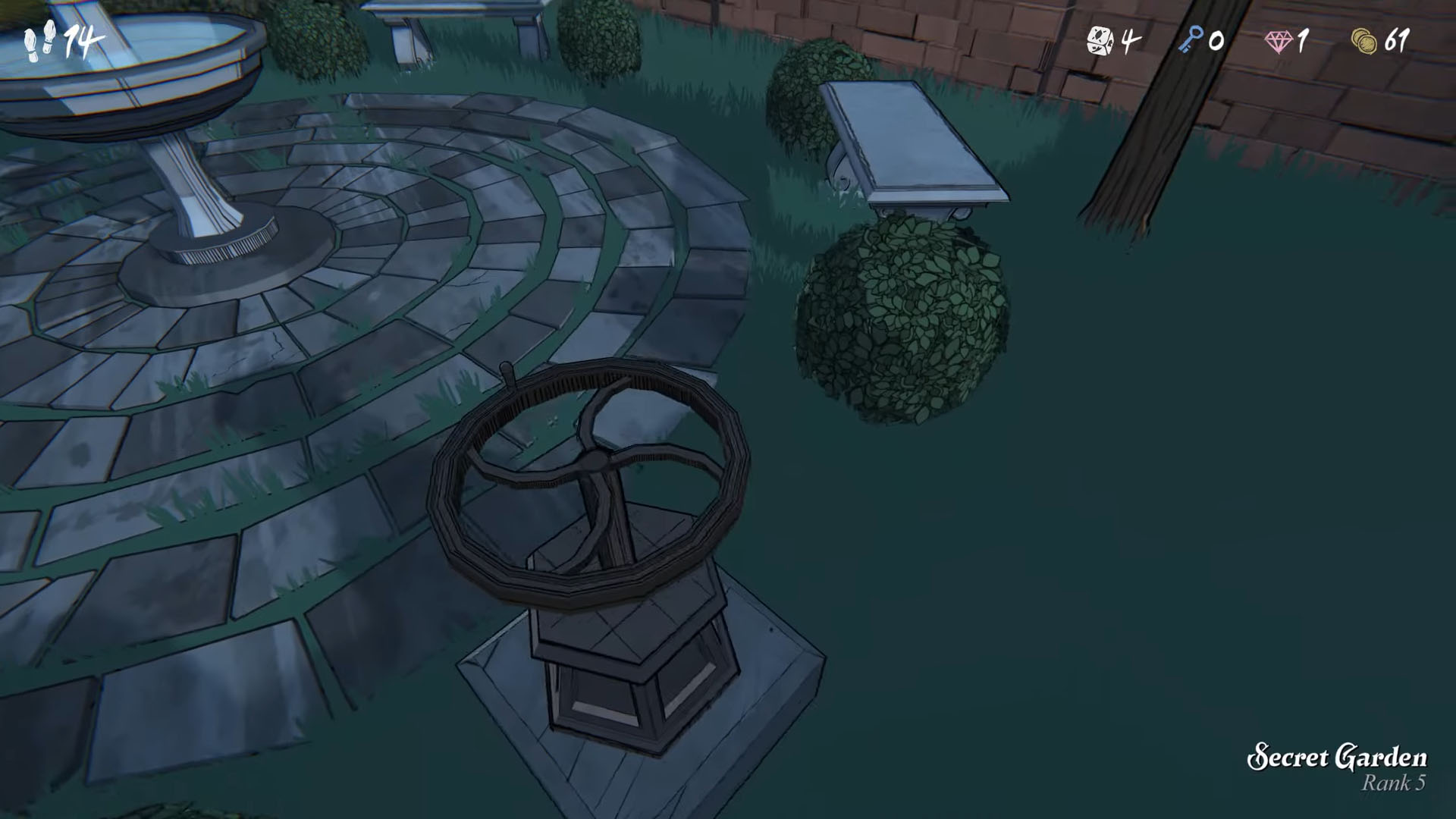 In the center, there’s a fountain with a wind vane, and nearby you’ll find two valves.