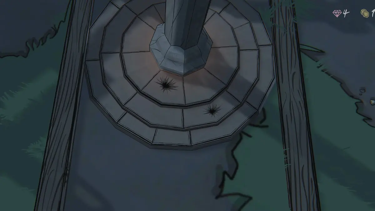 Scorch the rings at its base with the Burning Glass, then insert the Grotto microchips to unlock the Satellite Dish.
