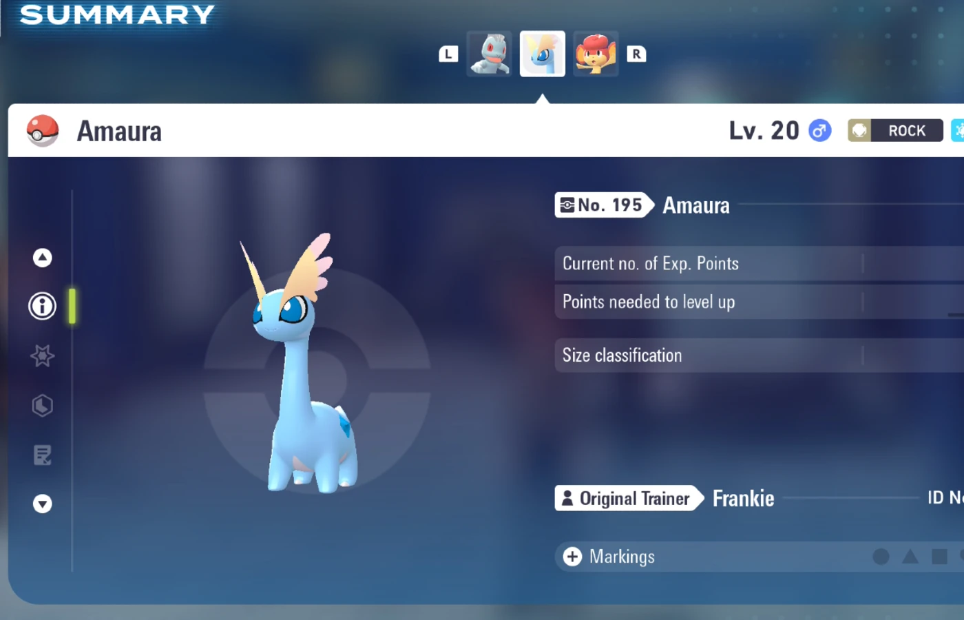 Amaura Pokedex Page