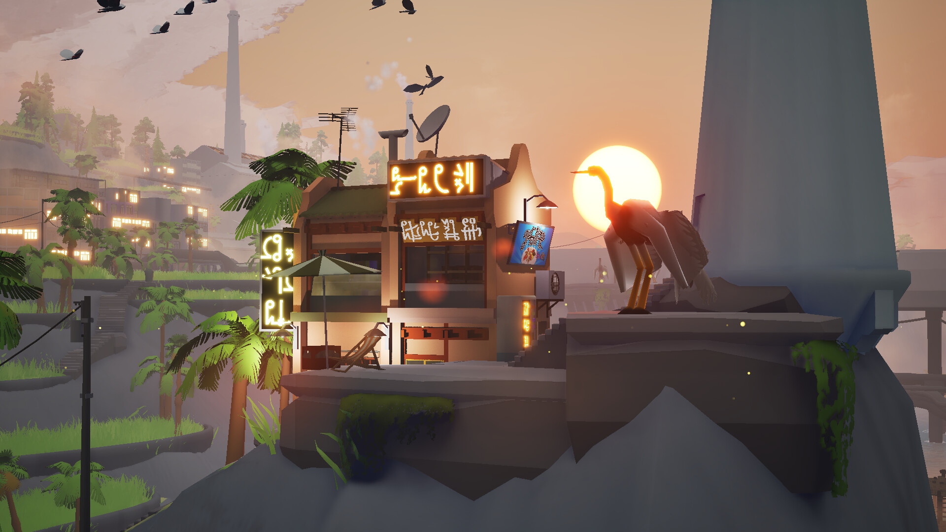 A pelican and a house in ShantyTown