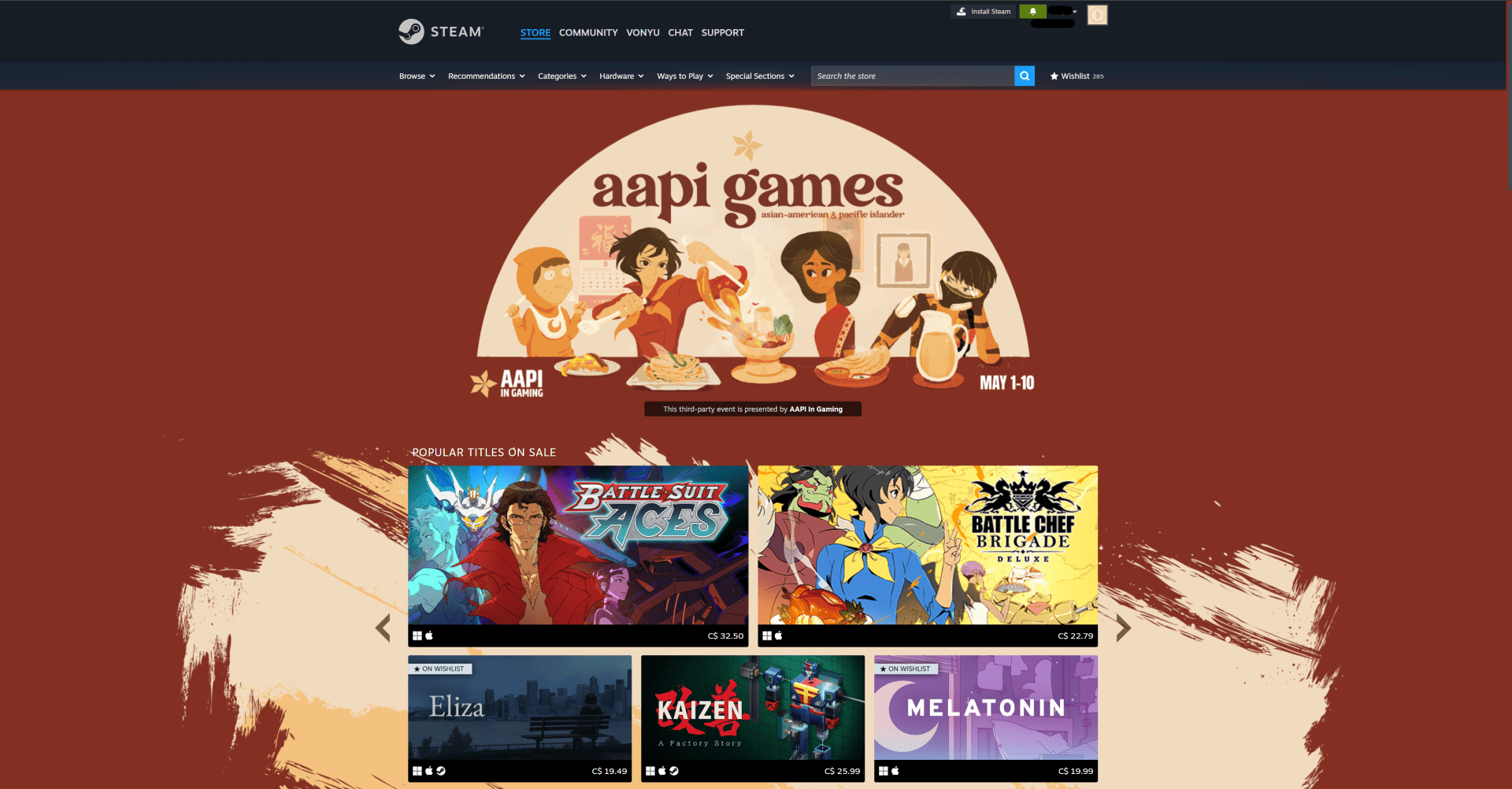 AAPI Games Steam Sale Page
