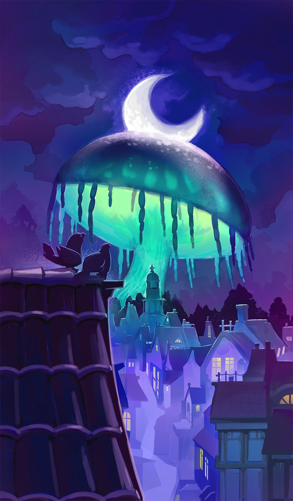 Enlarge Nokturna Card Moonlight Peaks