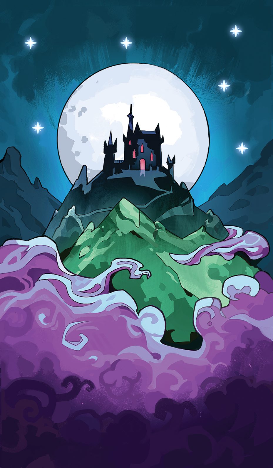 Full Moon Nokturna Card Moonlight Peaks