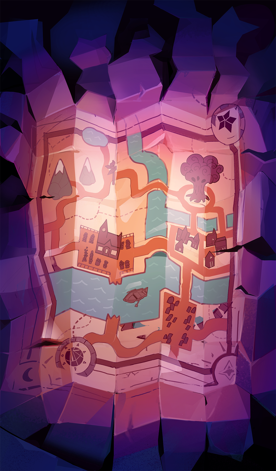 Map Nokturna Card Moonlight Peaks