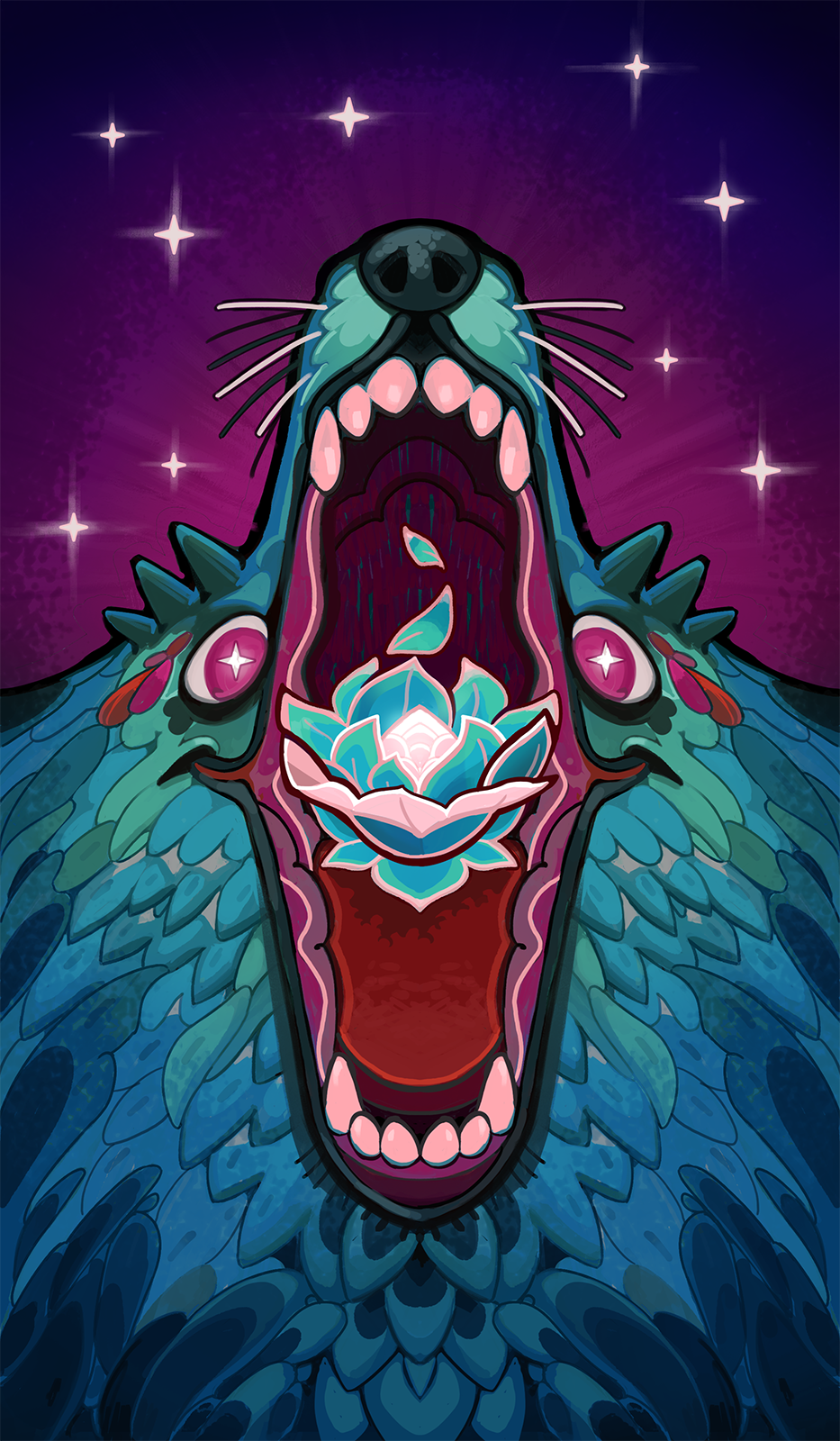 Omega Wolf Nokturna Card Moonlight Peaks